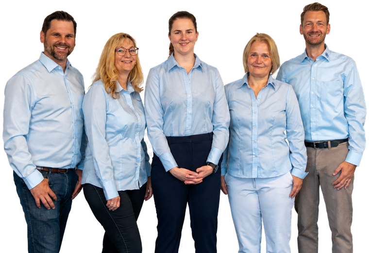 Das fünfköpfige Ansprechpartner-Team für Wälzlager und Laufrollen