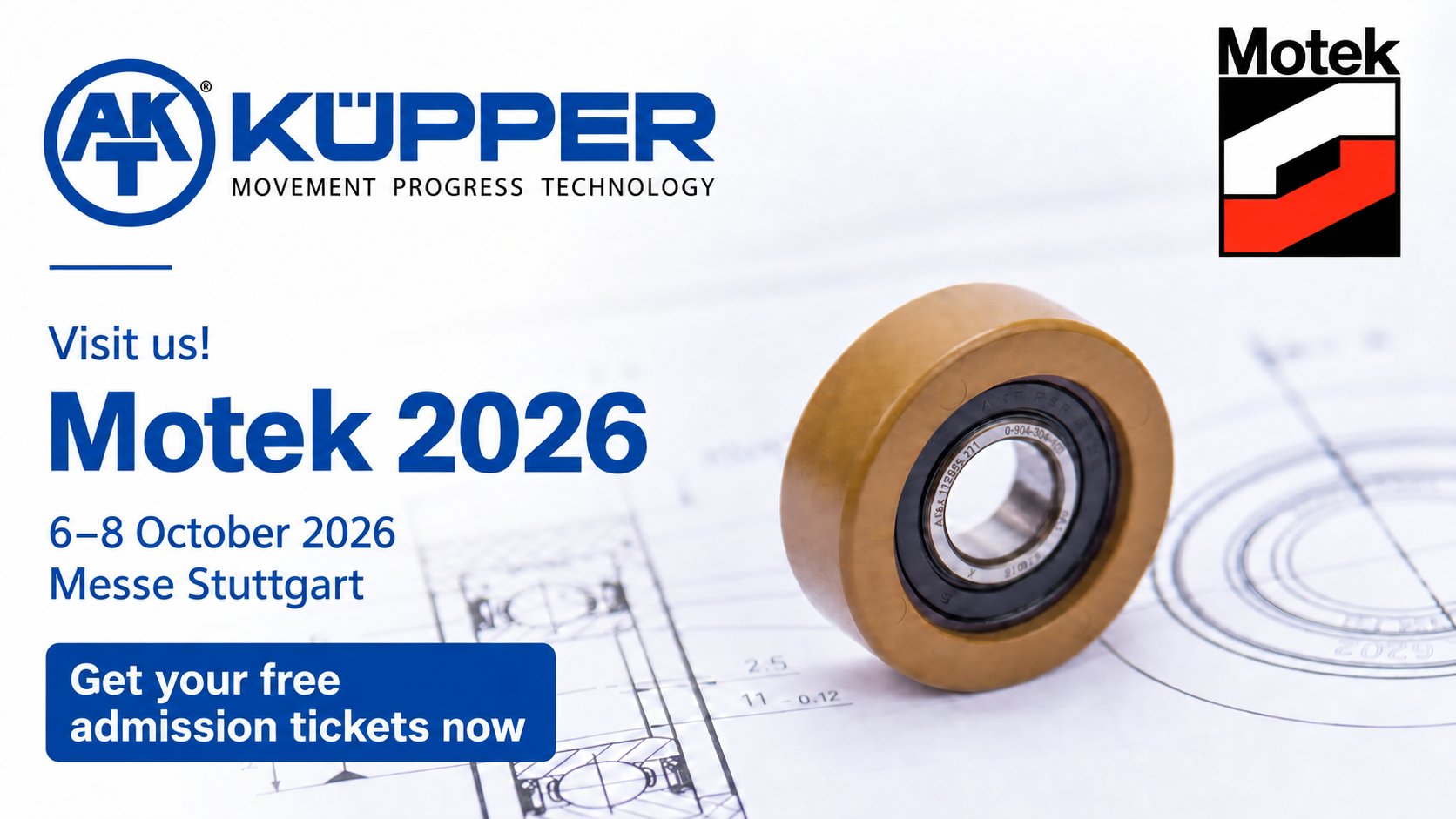 Visit KÜPPER at Motek 2026 in Stuttgart, 6–8 October – request your free admission tickets now.