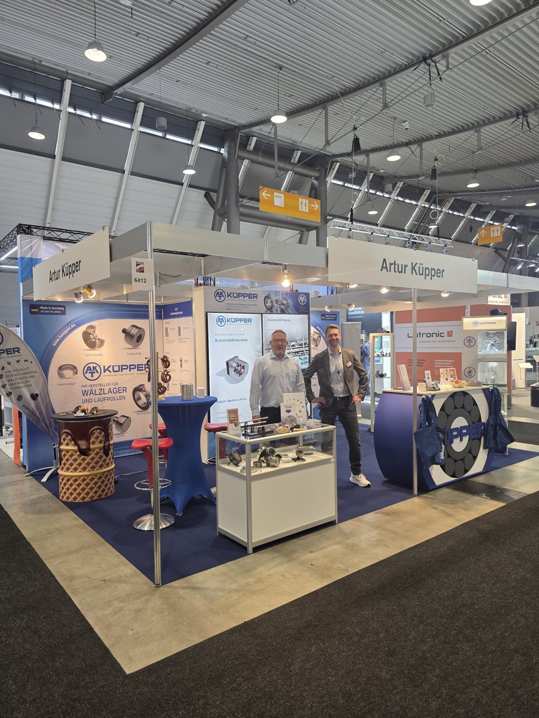 Mr Fleischmann and Mr Mühlmann at the Küpper stand at Motek 2026 in Stuttgart