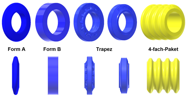 Bauformen der Stuetzringe 3D in 2 Ansichten