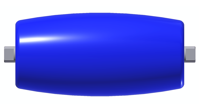 Sonderrollen : Ballige Tragrolle PU-beschichtet - Special Rollers : conveyor roller with krowned PU-coated roller shell